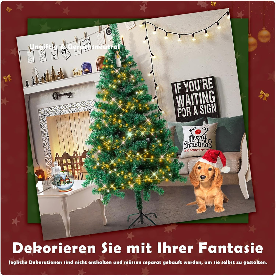 Froadp 150cm Künstlicher Grün PVC Weihnachtsbaum Tannenbaum Kiefernadel(Grün PVC, 150cm)