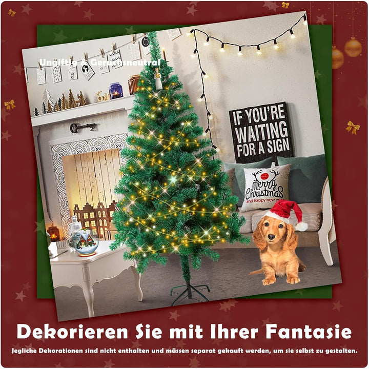 Froadp 150cm Künstlicher Grün PVC Weihnachtsbaum Tannenbaum Kiefernadel(Grün PVC, 150cm)