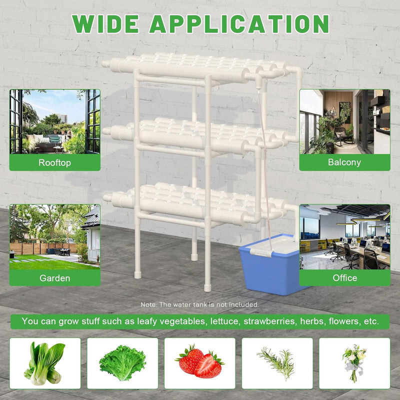 LENJKYYO 3 Layer Profi Hydroponic Grow Kit Hydroponisches System 108 Standorte für Hydrokulturanlage