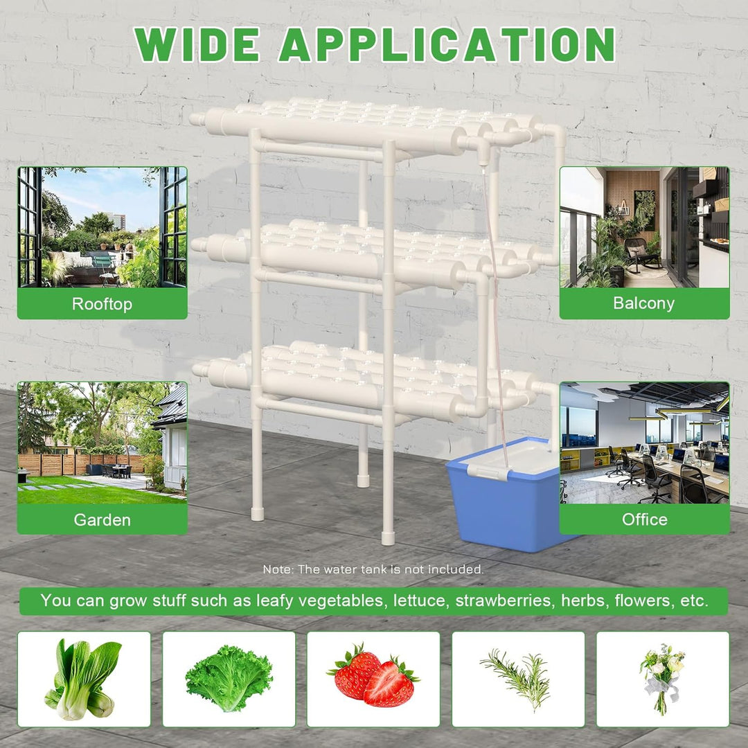 Futchoy Hydroponic Grow Kits 3 Schichten 108 Standorte Gemüse Blumen Hydroponics-System Gemüsewerkze