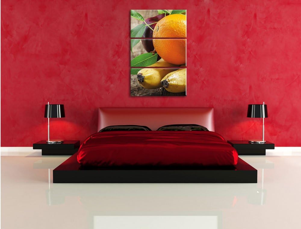 Pixxprint Leckeres Obst 3-Teiler Leinwandbild 120x80 Bild auf Leinwand