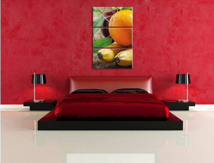 Pixxprint Leckeres Obst 3-Teiler Leinwandbild 120x80 Bild auf Leinwand