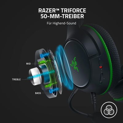 Razer Kaira X - Kabelgebundene Gaming Kopfhörer für Xbox Series X|S (TriForce 50-mm-Treiber, HyperCl