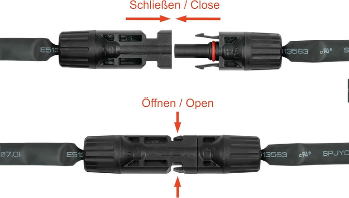 kabelmeister Solar-Fensterdurchführung MC4 kompatibel, 2er Set, schwarz, Flexible Länge: 30 cm
