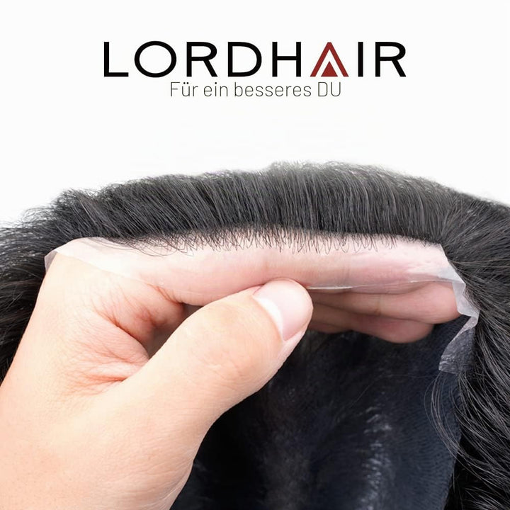Lordhair Perücke Männer,Realität Toupet,0,06 mm Alle V-Looped Dünnes,Haarfreestyle,Natürlich eng anl