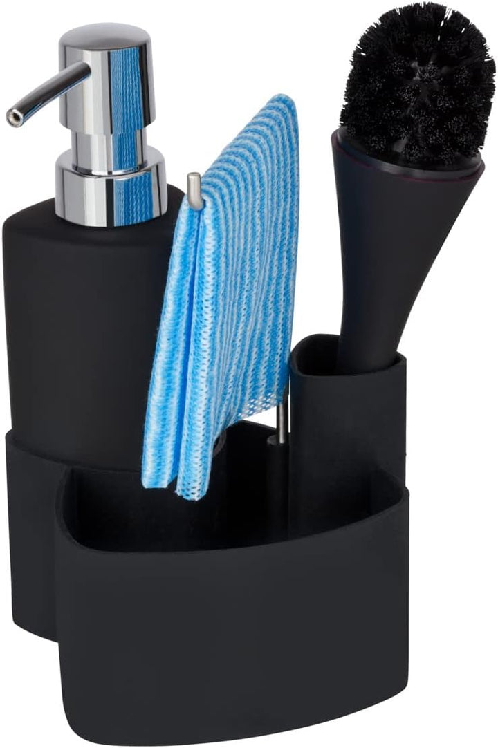 WENKO Spül-Set Mod. Empire, 4 in 1 - Spülmittelspender, Spülbürste, Spültuchhalter & Organizer, hoch