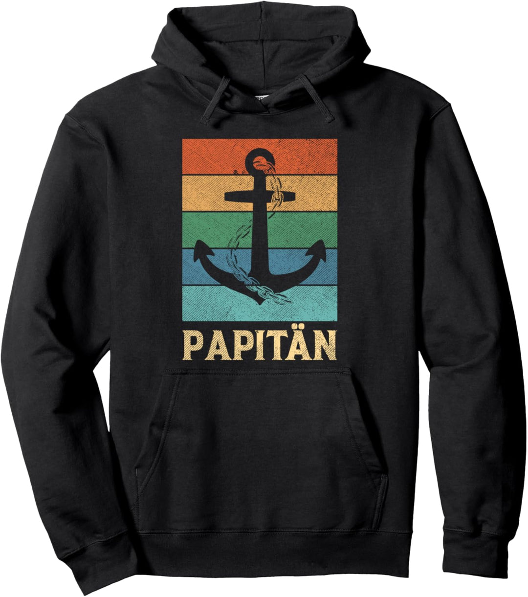 Papitän Retro Vater Papa Kapitän Anker Seemann Vatertag Pullover Hoodie