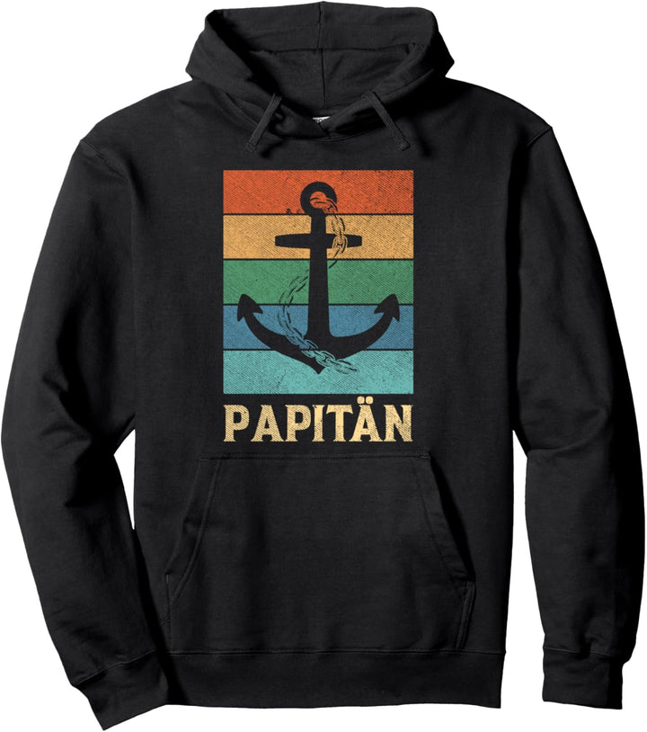 Papitän Retro Vater Papa Kapitän Anker Seemann Vatertag Pullover Hoodie