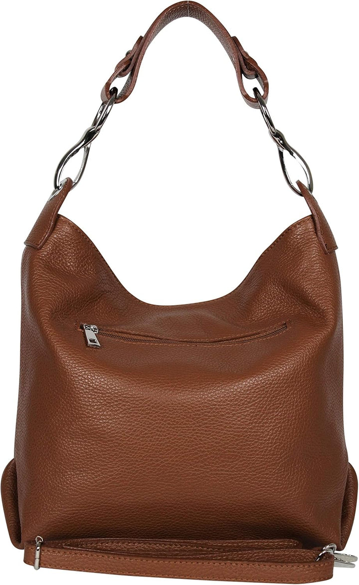 AmbraModa GL033 - Damen echt Ledertasche Handtasche Schultertasche Henkeltasche Beutel Cognac, Cogna