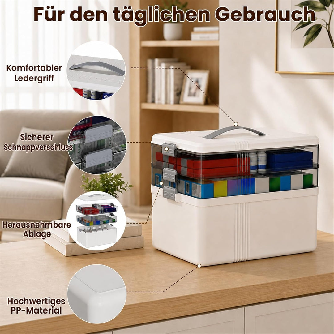 3-stöckige Medikamenten Aufbewahrung gross, Hausapotheke Kunststoff | Hausapotheke aus Kunststoff mi