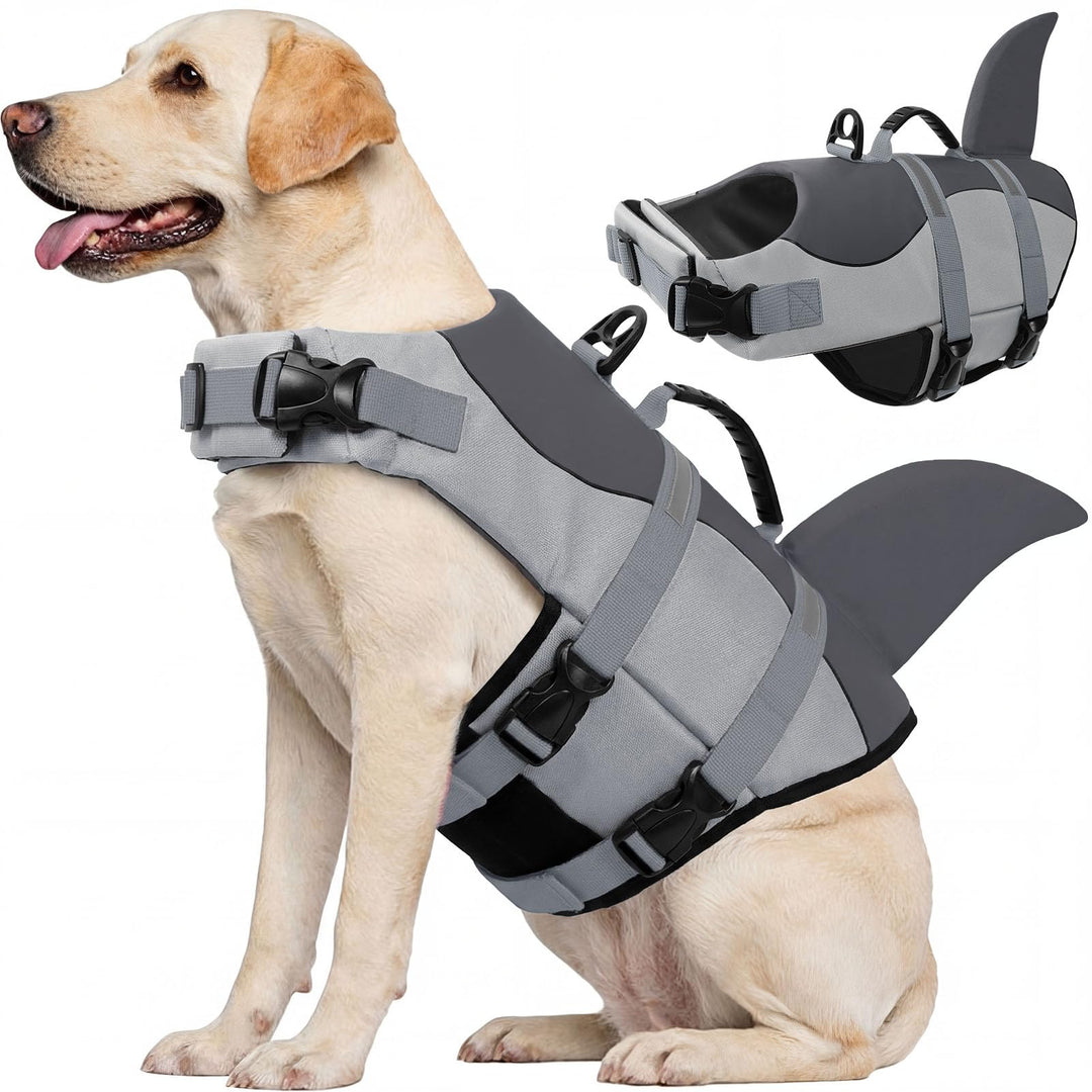 CITÉTOILE Schwimmweste Hunde Hai, Leicht und Sicher für Wassersport, hundeschwimmweste mit Griff und