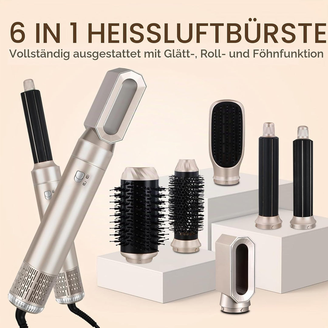 Litinliv 6 In 1 Lockenstab,Hairstyler 6 in 1 Hair Styler set,Lockenstab Warmluft Curler,1000W Haarst
