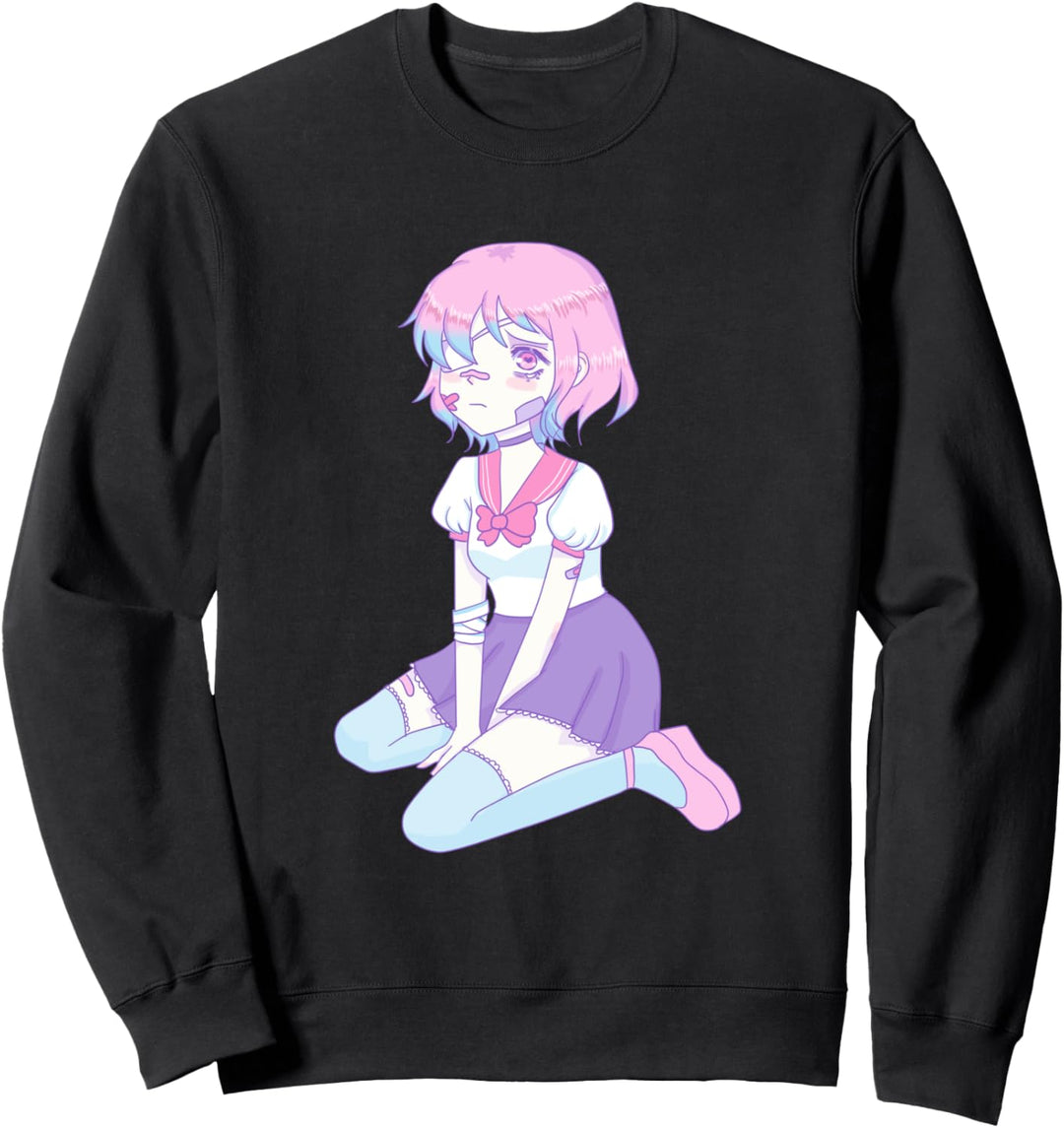 Japanese Sad Anime Girl Pastel Goth Aesthetic Yami Kawaii Sweatshirt