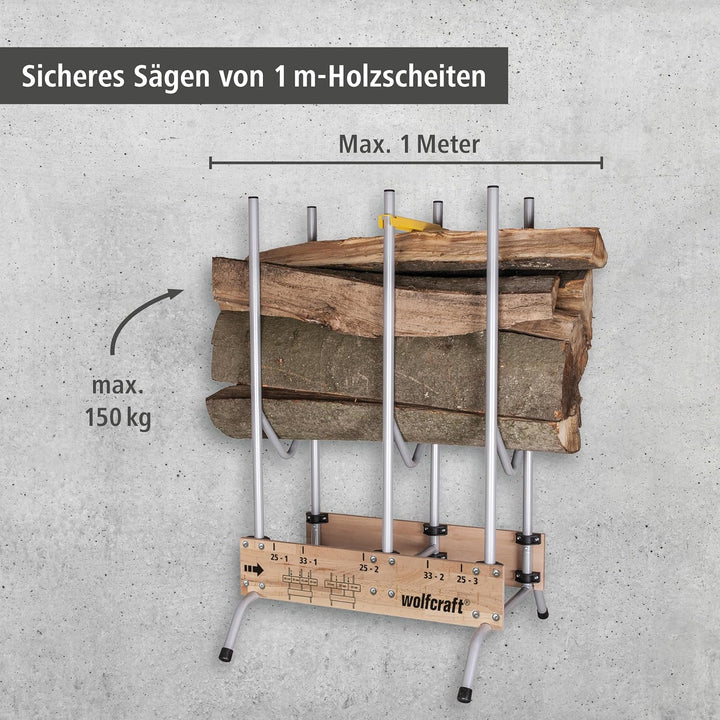 wolfcraft Sägebock 5121000 - zusammenklappbar / Robuster & stabiler Holzbock zum schnellen Zuschneid