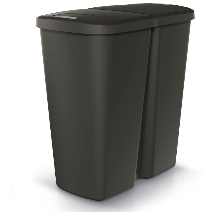 HRB DUO Bin Mülleimer 2 Fächer, idealer Mülleimer Küche mit 2x 25L Mülleimer Trennsystem praktischer