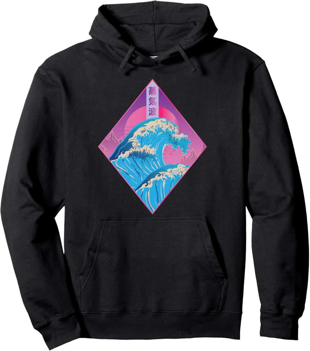 Vaporwave Synthwave 80er Stil Japan Japanische Wellen Retro Pullover Hoodie