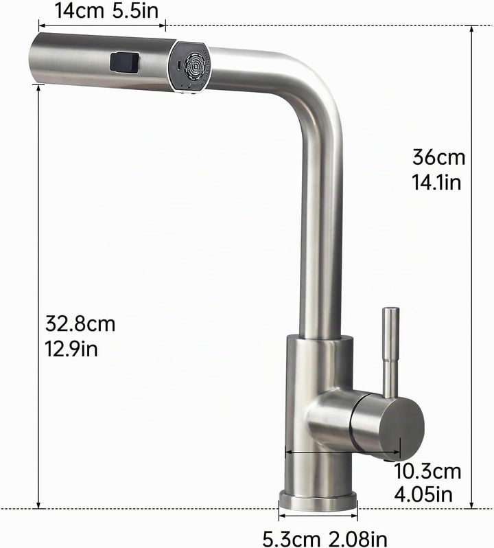 AIMADI Küchenarmatur ausziehbar,Wasserhahn Küche mit 3-Wege-Duschbrause &amp; 38cm Schlauch, Einhebelmis