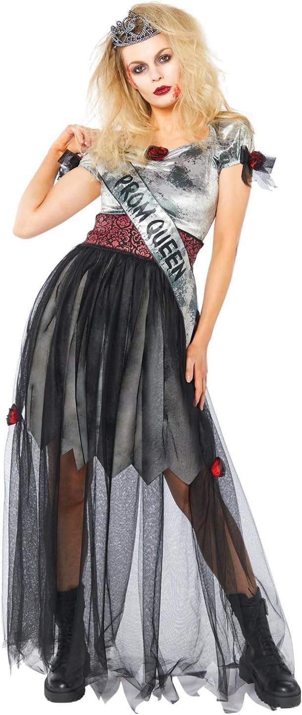 amscan Halloween-Kostüm für Erwachsene, Prombie Queen, Grösse 36-48, 10-12