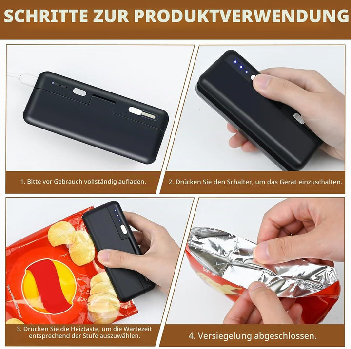 FORMIZON Folienschweissgerät Wiederaufladbar, Versiegelungsmaschine mit Lange Siegel, 3 Modi Mini Fo