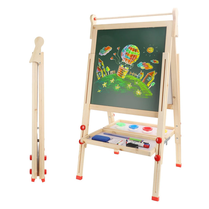 Dripex Kinder Tafel Faltbare Holz Kindertafel Malerei Holztafel Doppelseitige Kreidetafel und Whiteb