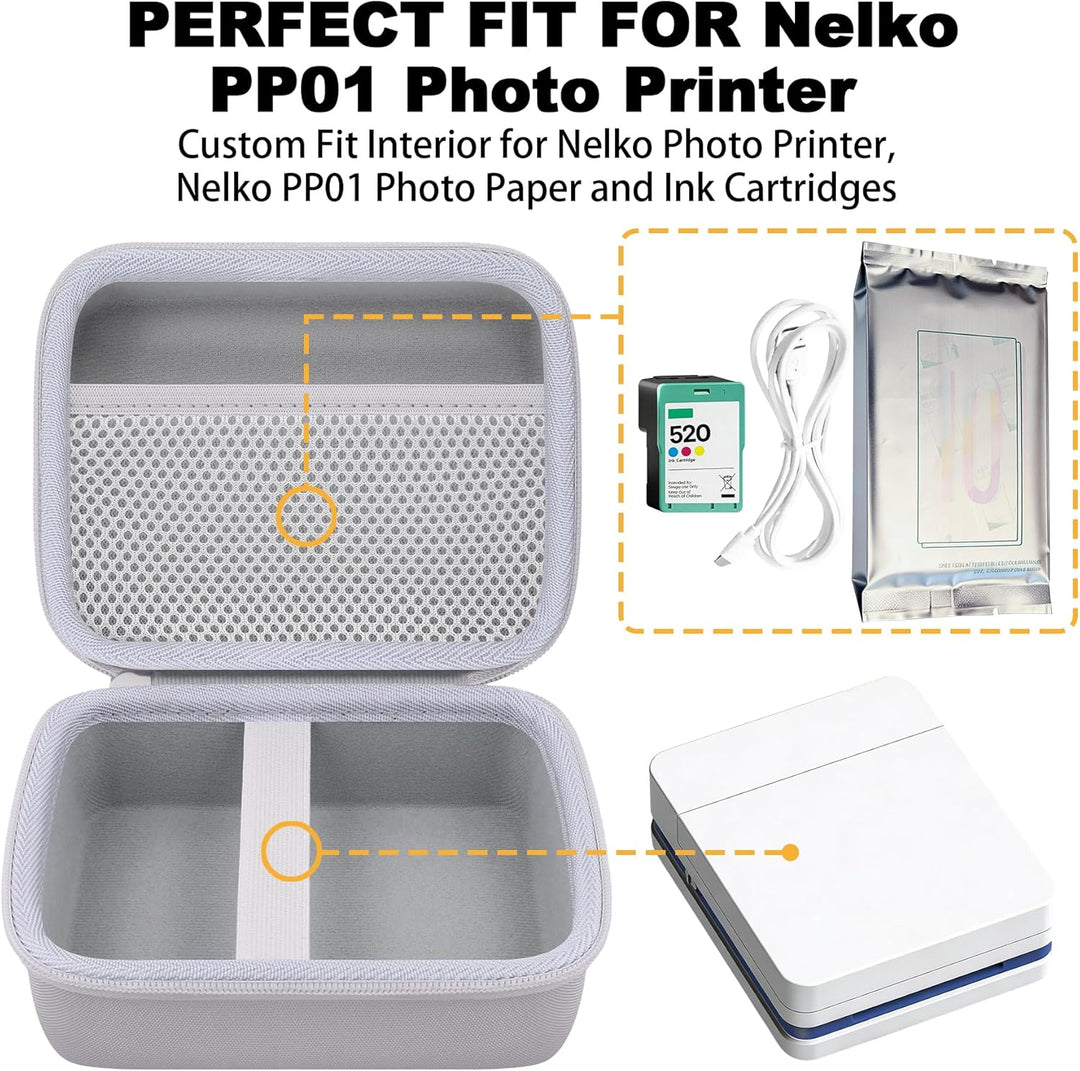 Khanka Hülle für Nelko Fotodrucker PP01 Farbe Tragbarer Mini Fotodrucker, Tragetasche mit Netzfach f