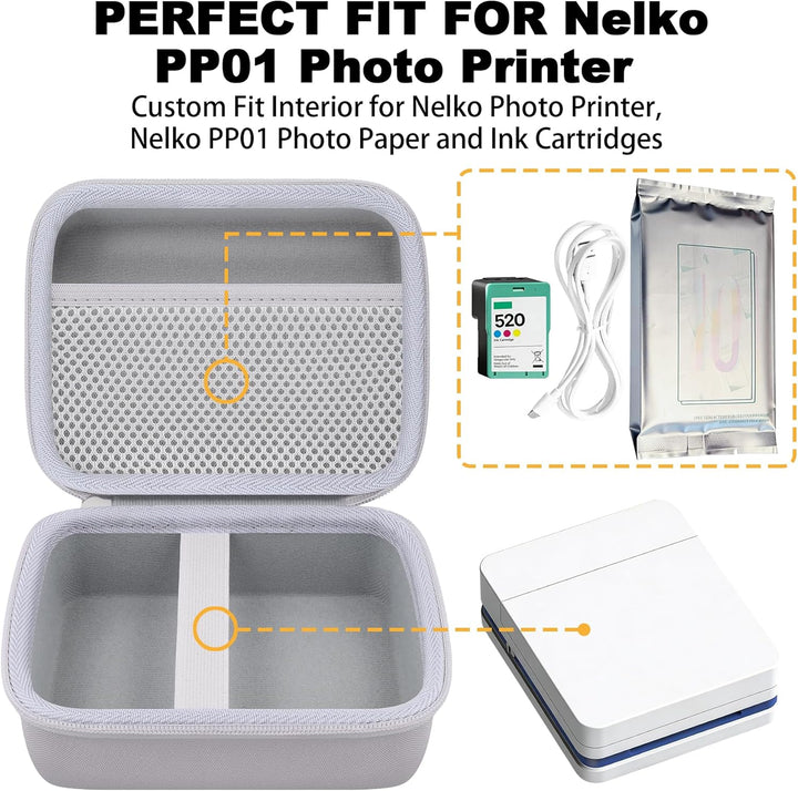 Khanka Hülle für Nelko Fotodrucker PP01 Farbe Tragbarer Mini Fotodrucker, Tragetasche mit Netzfach f