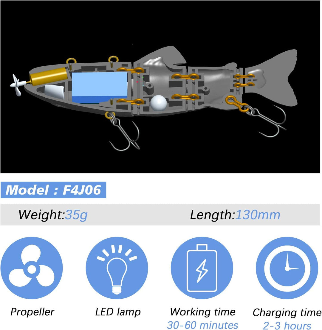 ods lure Robotic Schwimmköder USB wiederaufladbar Fischköder mit LED Licht Elektrischer Angelköder m