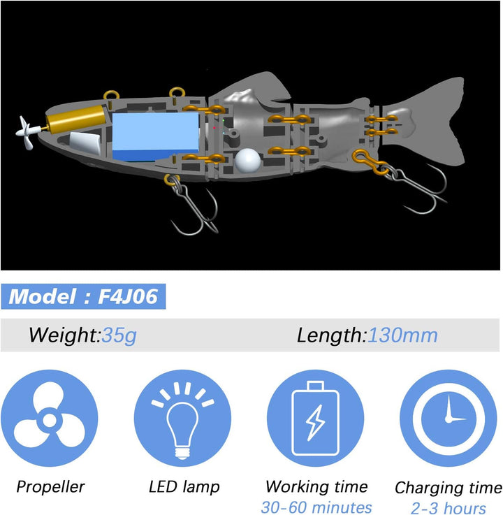 ods lure Robotic Schwimmköder USB wiederaufladbar Fischköder mit LED Licht Elektrischer Angelköder m