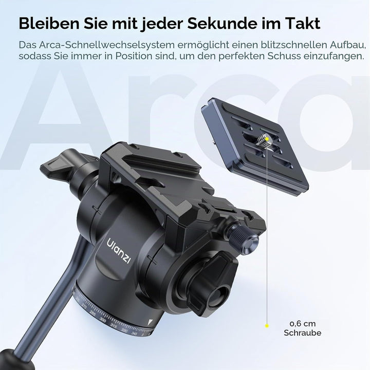 ULANZI Ombra Video II 157cm Videostativ mit Fluidkopf 360° Pan&-70°/+90° Tilt Pan, Travel Tripod mit