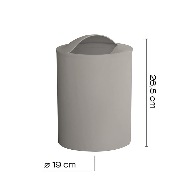 Gedy G-Eye Papierkorb Taupe hell, Masse und Gewicht Badezimmerkorb: 26,5 x 19 x 19 cm & 0,25 kg, aus