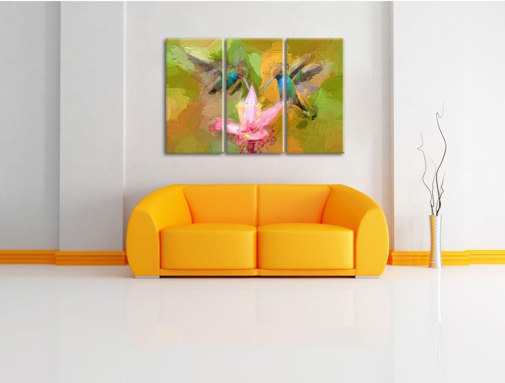 Pixxprint Kolibris in den Tropen als Leinwandbild/Grösse: 3 Teilig (120x80 cm) cm/Wandbild/Kunstdruc