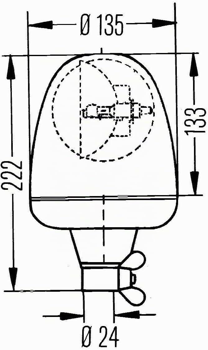 HELLA - Halogen-Rundumkennleuchte - KL Rotaflex - 12V - Gelb - Rohrstutzen - Menge: 1 - 2RL 006 846-
