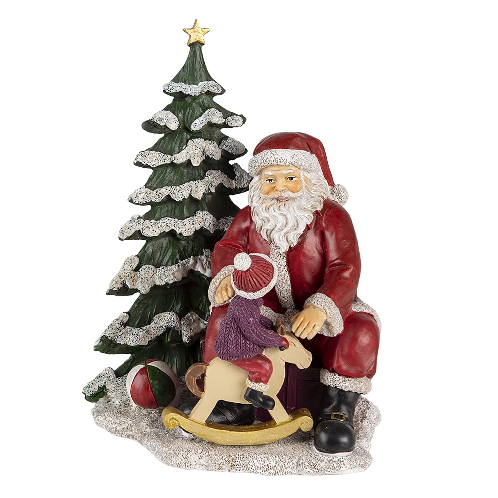 Clayre & Eef Figur Weihnachtsmann 16x13x22 cm Rot Grün Polyresin Weihnachtsdekoration
