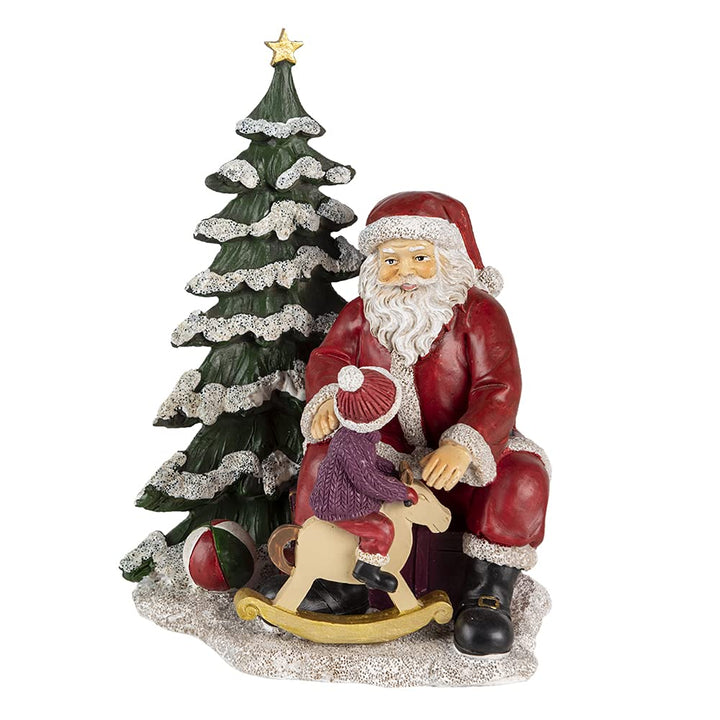 Clayre & Eef Figur Weihnachtsmann 16x13x22 cm Rot Grün Polyresin Weihnachtsdekoration