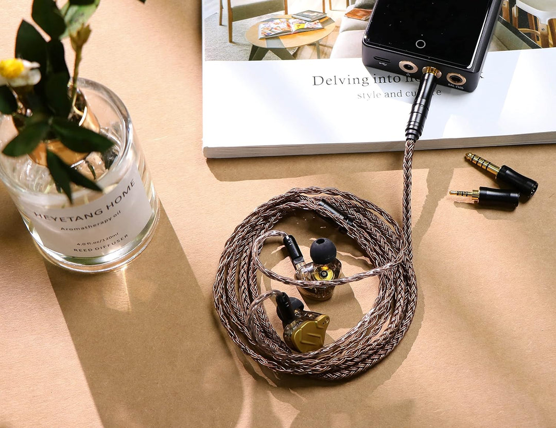 LINSOUL Tripowin Amber 32AWG OFC Oxygen Free Cable HiFi IEM Kabel mit austauschbarem 2.5mm/3.5mm/4.4