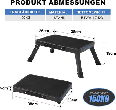 LIEKUMM Klapptritt Trittleiter, bis zu 150 kg, Klapptritt, Tritthocker für Camping, Autowäsche, Küch