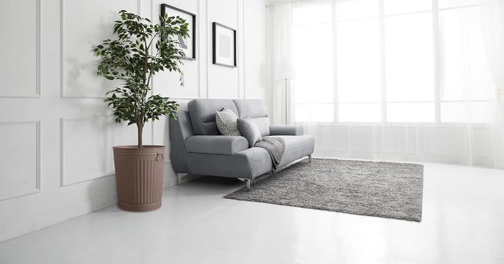 Jinfa 1 Retrodesign Metalleimer mit Griffen und Deckel + 30 Müllbeutel | Beige | 62L 1 Mülleimer 62L