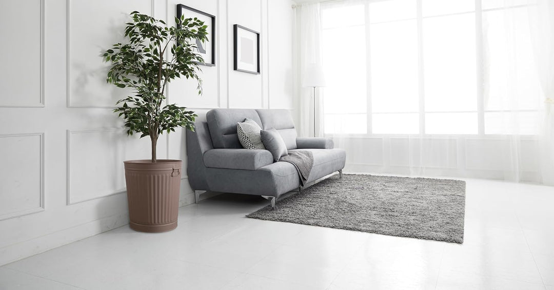 2er-Set Retrodesign Mülleimer mit Griffen und Deckel + 30 Müllbeutel | Beige | 62L 2 Mülleimer 62L +