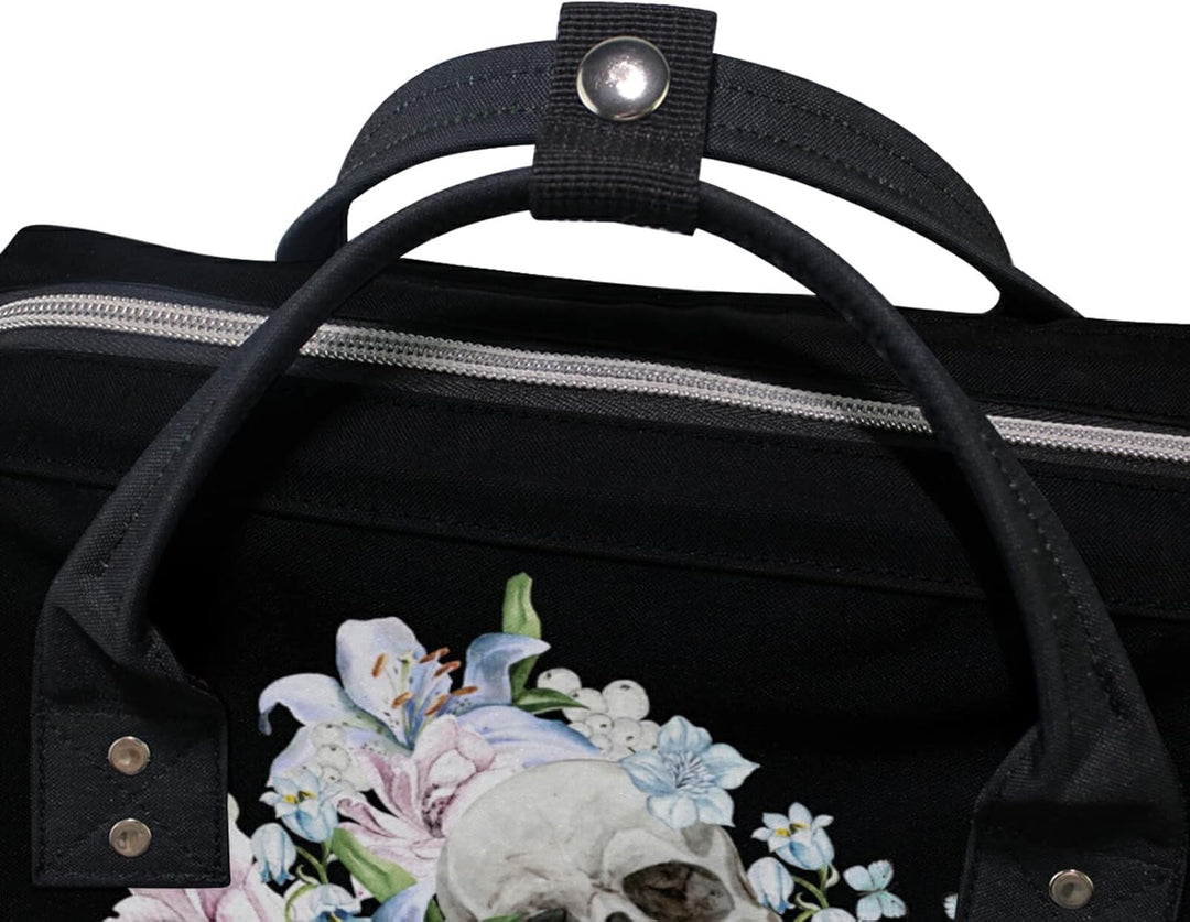 Schöne Aquarell-Totenkopf-Rosen Wickeltasche Reiserucksack Grosse Kapazität Schulter Mom Taschen für