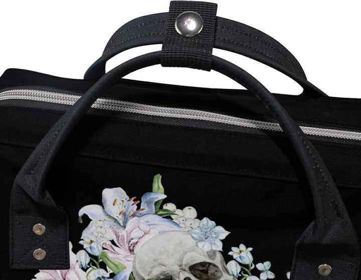 Schöne Aquarell-Totenkopf-Rosen Wickeltasche Reiserucksack Grosse Kapazität Schulter Mom Taschen für