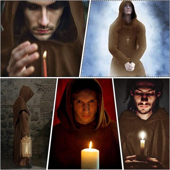 KONVINIT Mönch Robe Kostüm Männer Prister Gewand Kostüm Mittelalterliche Robe mit Kapuze Halloween K