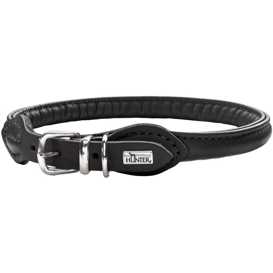 HUNTER Round & Soft Hundehalsband, Leder, Nappa, rundgenäht, weich, 35 (XS-S), schwarz 35 (XS-S) sch