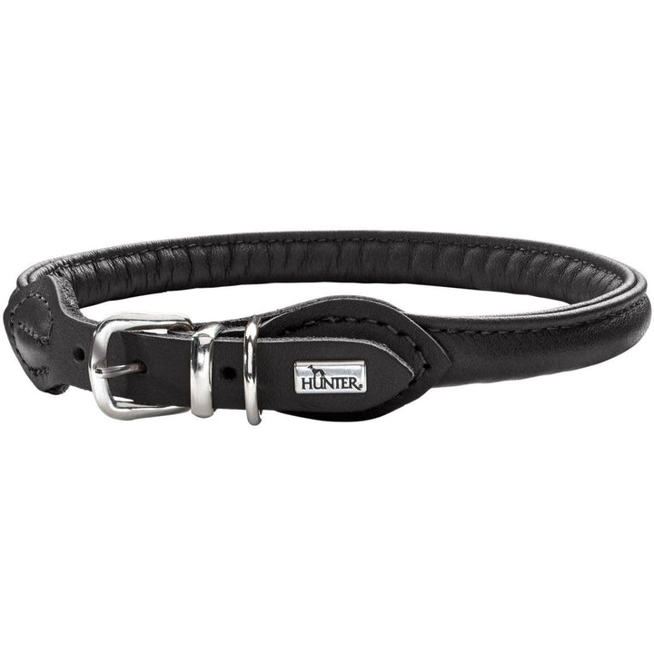 HUNTER Round & Soft Hundehalsband, Leder, Nappa, rundgenäht, weich, 35 (XS-S), schwarz 35 (XS-S) sch