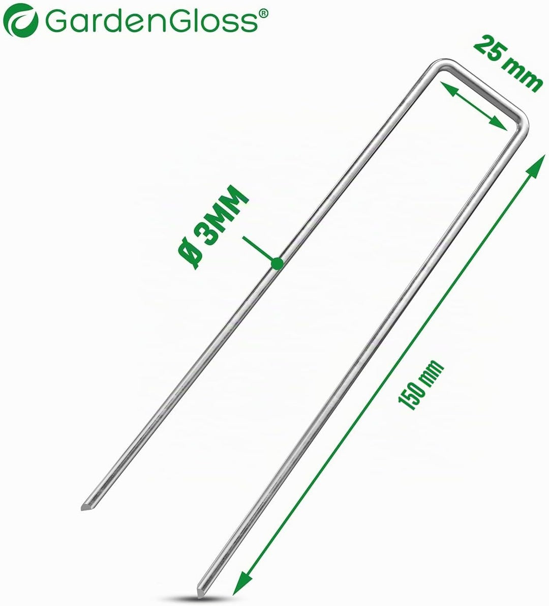GardenGloss Anti-Rost Erdanker aus Stahl (100 Stück) - Stabile Bodenanker für Unkrautvlies, Gartenvl