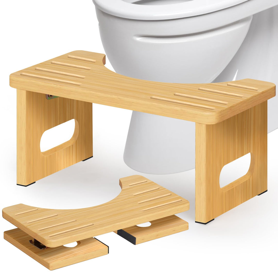Toilettenhocker Holz, Klappbarer WC Hocker für Erwachsene, Toilettenhocker Erwachsene,Tritthocker Kl
