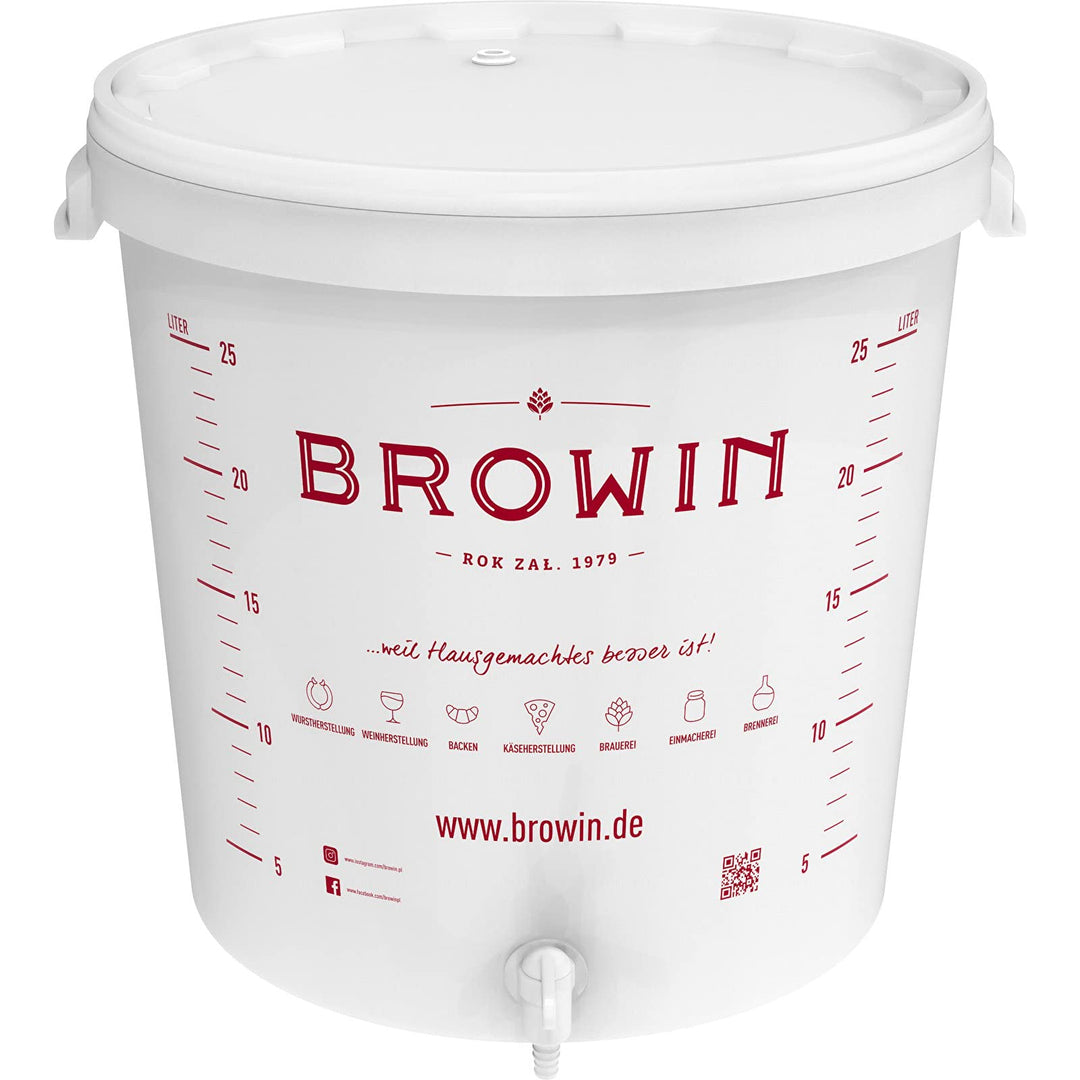 Browin 340447 Gärbehälter 30 l mit Etikett und Ablasshahn, DE