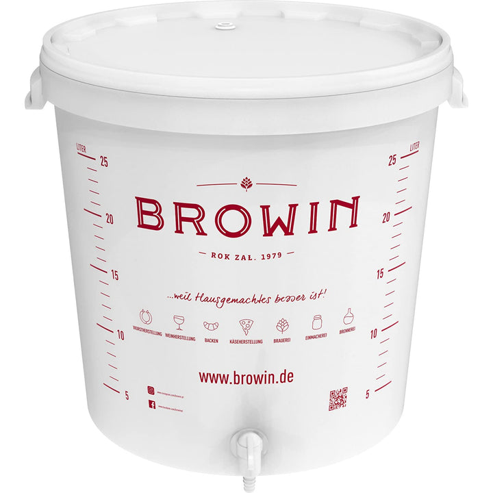 Browin 340447 Gärbehälter 30 l mit Etikett und Ablasshahn, DE