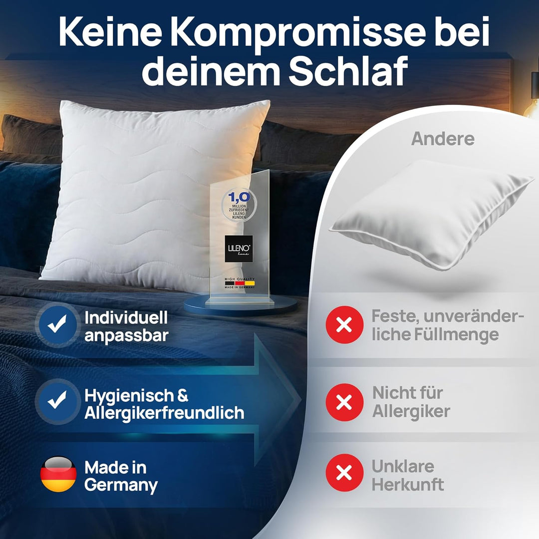 LILENO HOME Kopfkissen 80x80 cm [1er Set] MEDIUM mit 850g Kissen-Füllung - Bett oder Deko Kissen mit