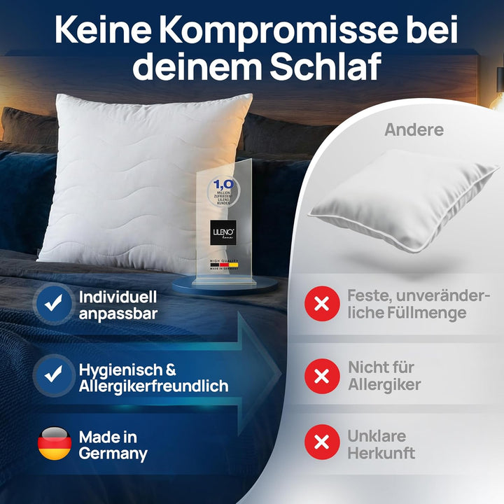 LILENO HOME Kopfkissen 80x80 cm [1er Set] MEDIUM mit 850g Kissen-Füllung - Bett oder Deko Kissen mit
