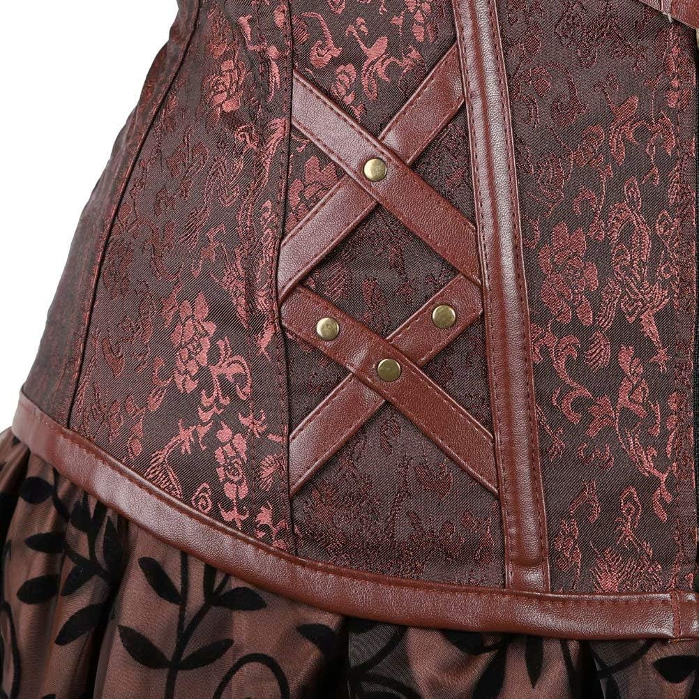 Corsagenkleid Steampunk Corsage Bustier Damen Piraten Leder Korsett Kleid Rock GothicüberGrössen Hal